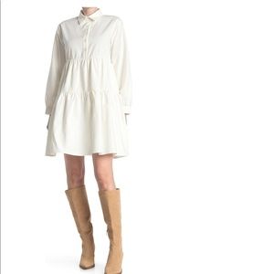 Melloday // White Long Sleeve Babydoll Dress